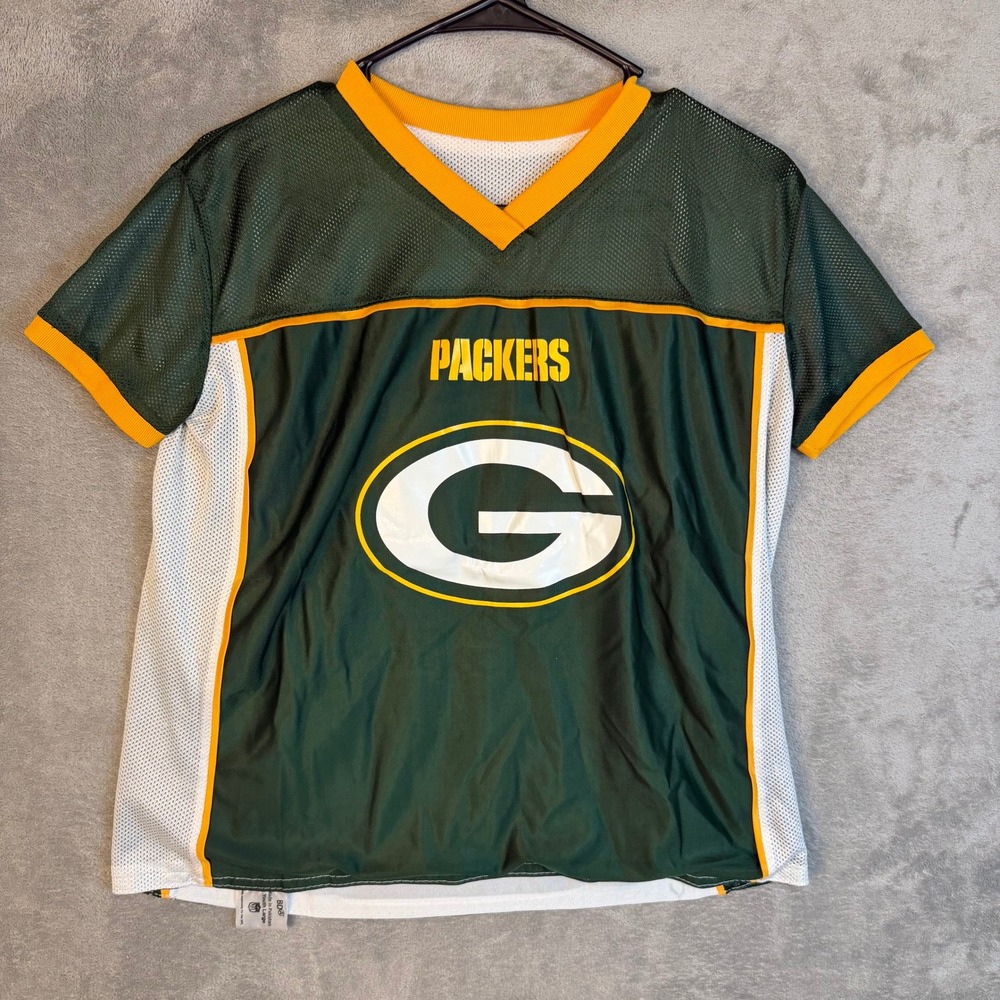 BDA Jersey Youth Large Green Bay Packers Green Reversible EUC